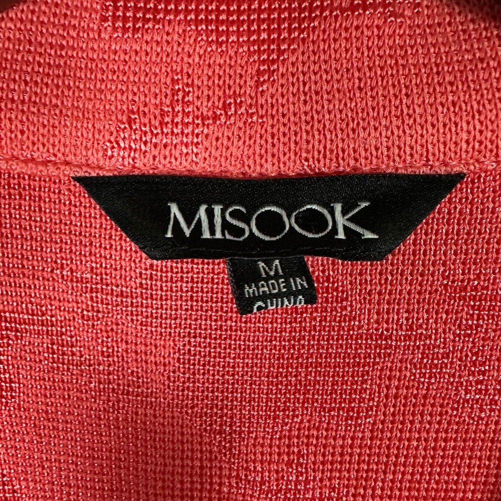 Misook Tailored Tonal Pattern Knit Jacket True Fit Coral Pink M Classic Formal - Picture 2 of 12